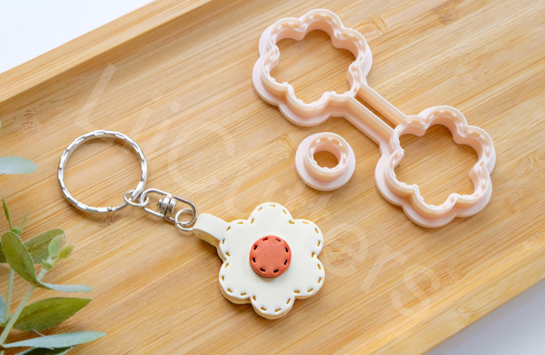Daisy Flower Clay Cutter Set: Polymer Clay Earrings, Keychain (35-45mm)