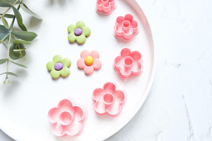 Daisy Polymer Clay Cutters: Embossed Flower Earring Making (30-45mm)