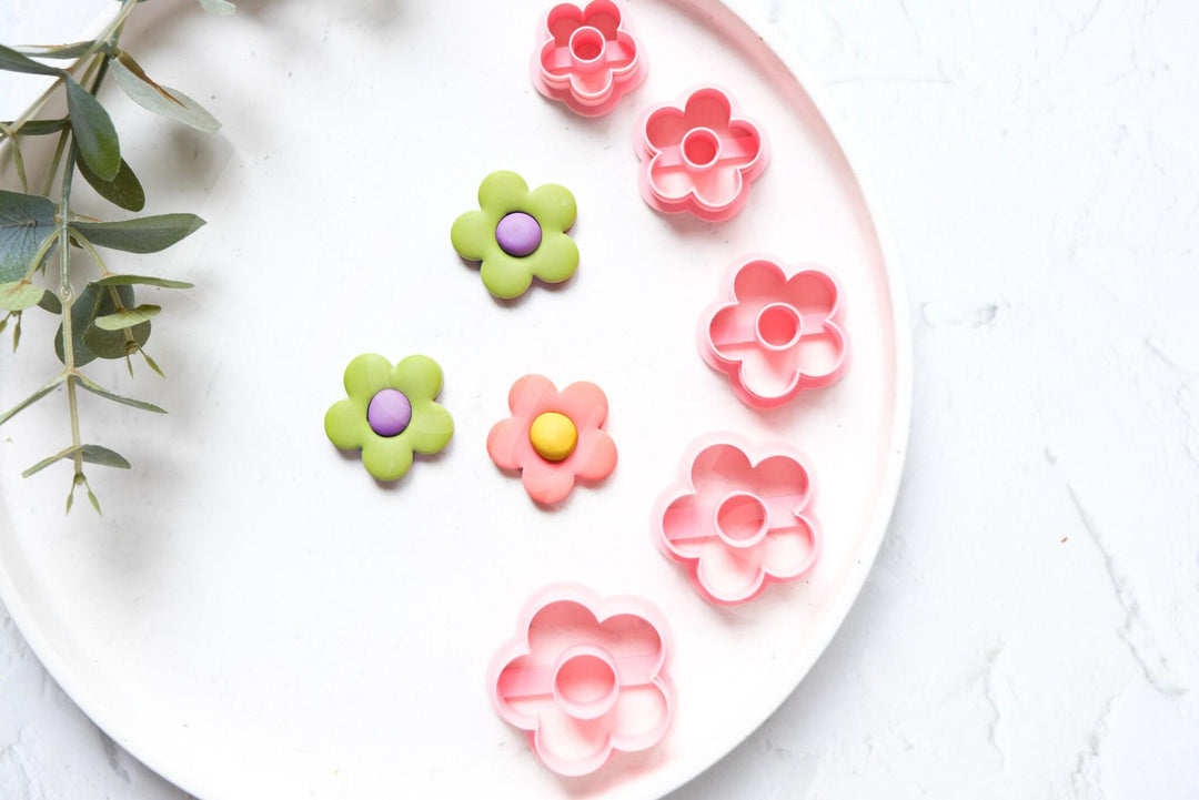 Daisy Polymer Clay Cutters: Embossed Flower Earring Making (30-45mm)