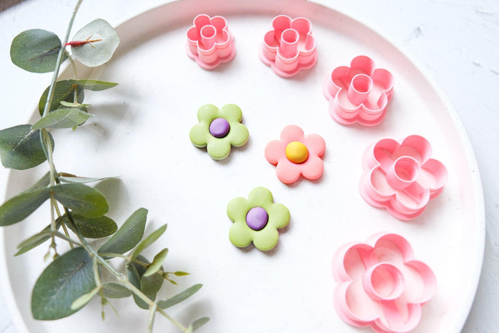 Daisy Polymer Clay Cutters: Embossed Flower Earring Making (30-45mm)