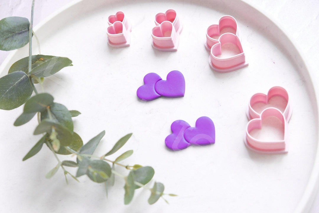 Double Heart Polymer Clay Cutter: Valentine Earring Tool