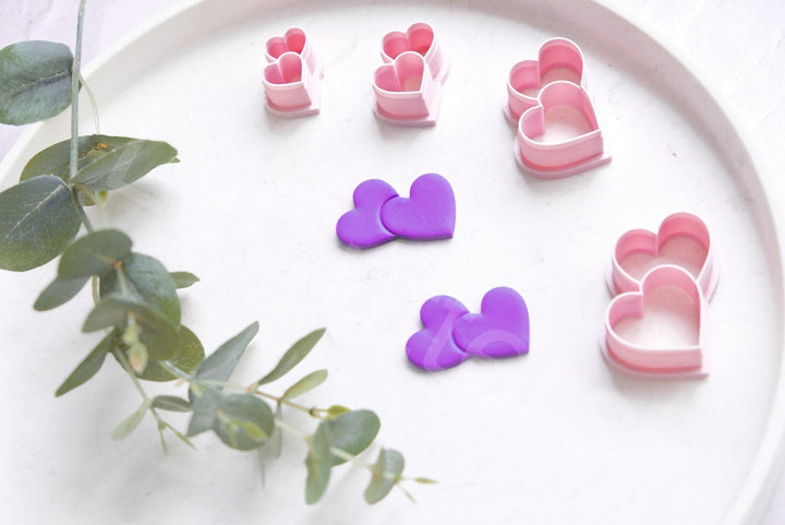 Double Heart Polymer Clay Cutter: Valentine Earring Tool
