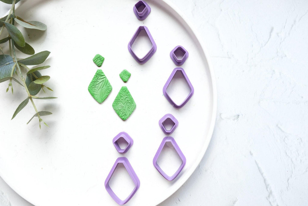 Double Polygon Clay Cutters: Geometric Earring Making Tool (2pc)