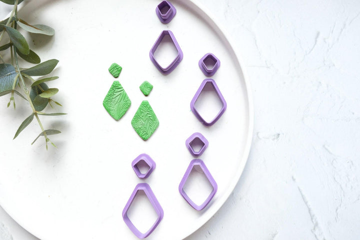 Double Polygon Clay Cutters: Geometric Earring Making Tool (2pc)