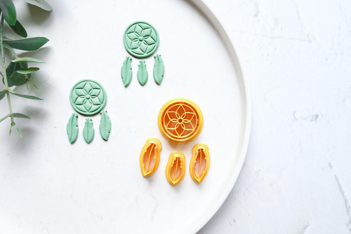 Dreamcatcher Clay Cutter – Boho Earring Making Tool, Polymer Clay Mold for DIY Jewelry, Bohemian Accessory Cutter