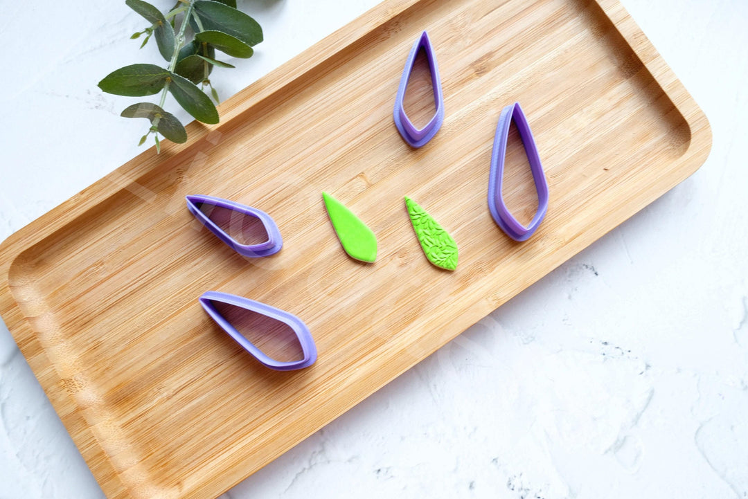 Drop Polymer Clay Cutter: Tall Embossed Earring Cutters (6 Sizes)