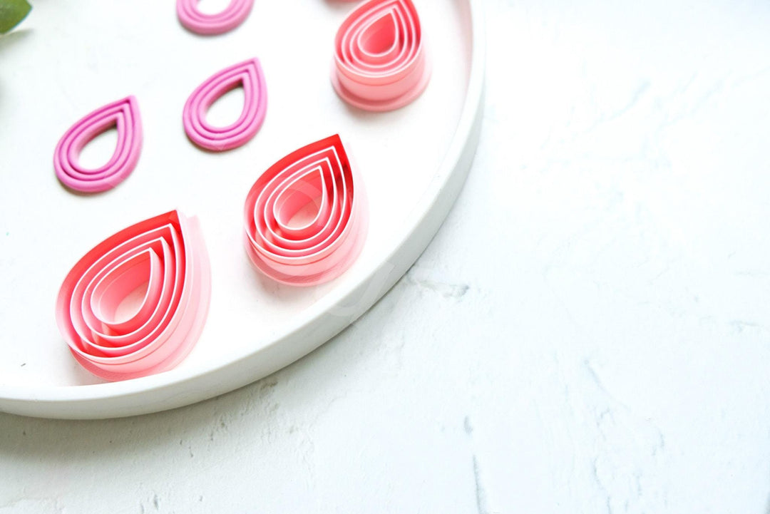 Drop Clay Cutter Set: Scalloped Line Design, Boho Earring Making