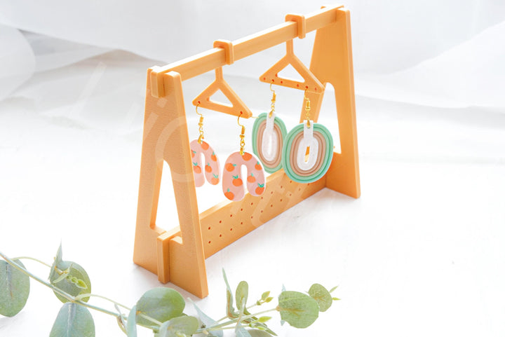 Earring Display Stand – Jewelry Organizer with Hangers, Acrylic Earring Holder for Booths, Desks & Vanity Storage