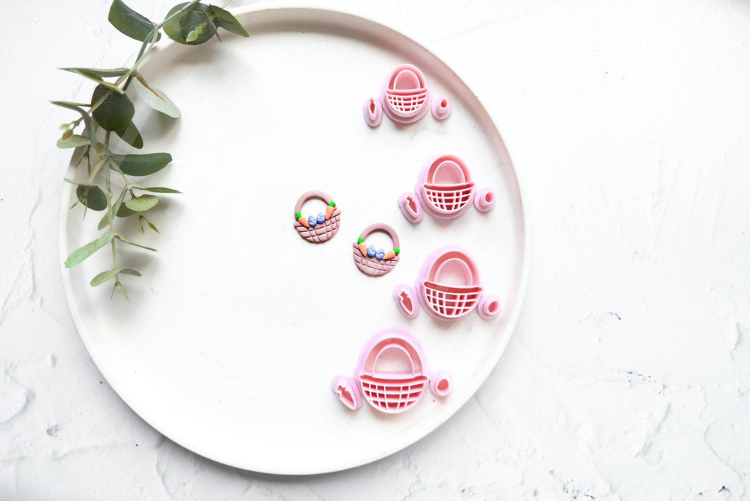 Easter Basket Polymer Clay Cutter: Egg & Carrot Design (25-40mm)