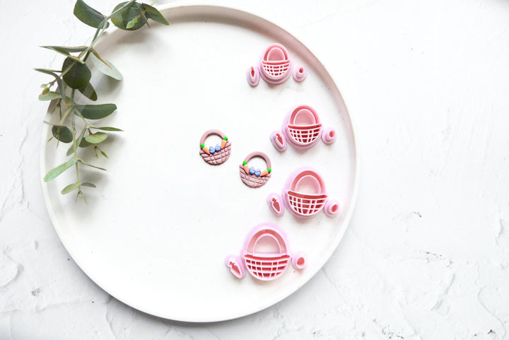 Easter Basket Polymer Clay Cutter: Egg & Carrot Design (25-40mm)
