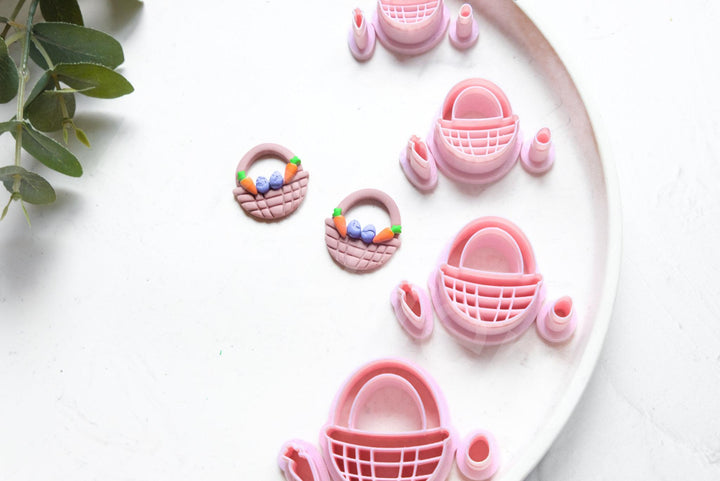 Easter Basket Polymer Clay Cutter: Egg & Carrot Design (25-40mm)