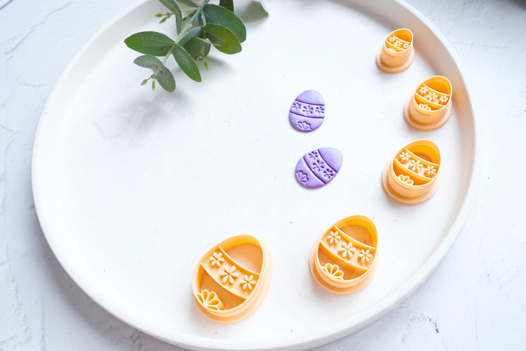 Embossed Easter Egg Clay Cutter Set: Polymer Clay Earring Cutters