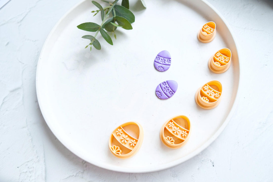 Embossed Easter Egg Clay Cutter Set: Polymer Clay Earring Cutters