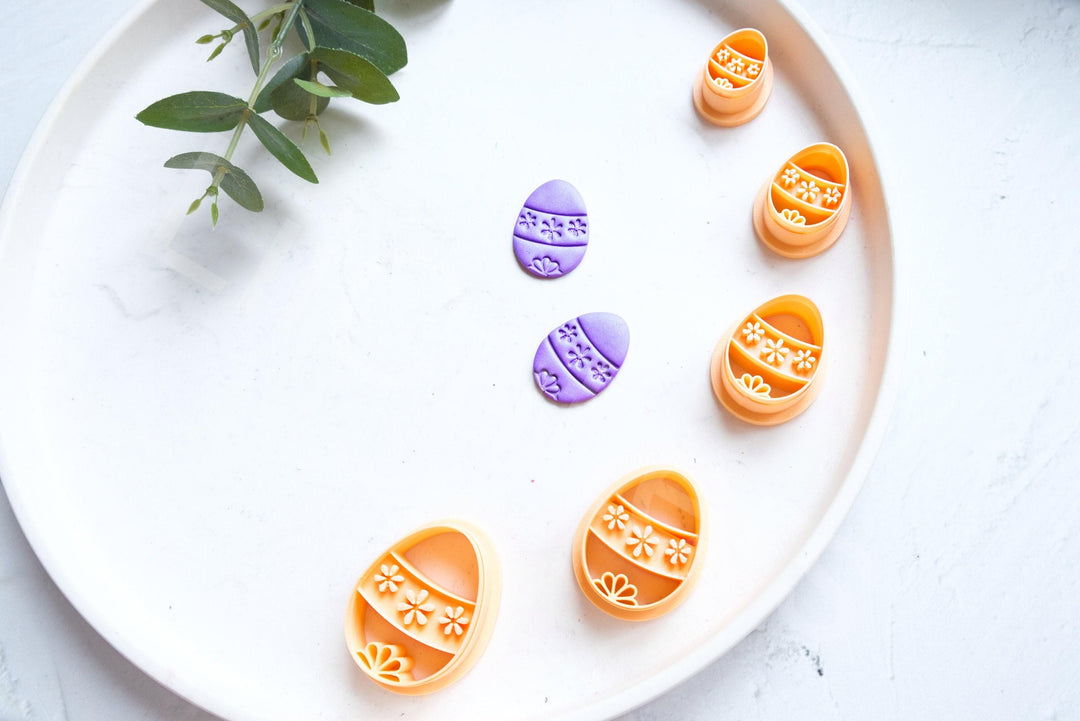 Embossed Easter Egg Clay Cutter Set: Polymer Clay Earring Cutters