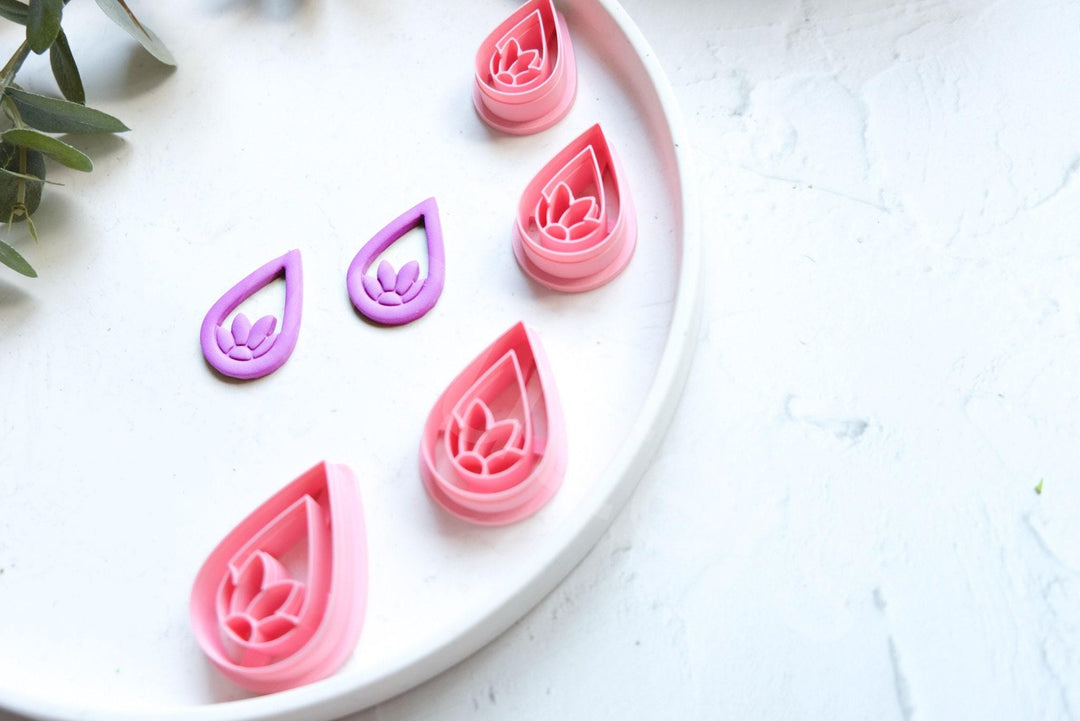 Embossed Teardrop Flower Clay Cutter: Polymer Clay Tool