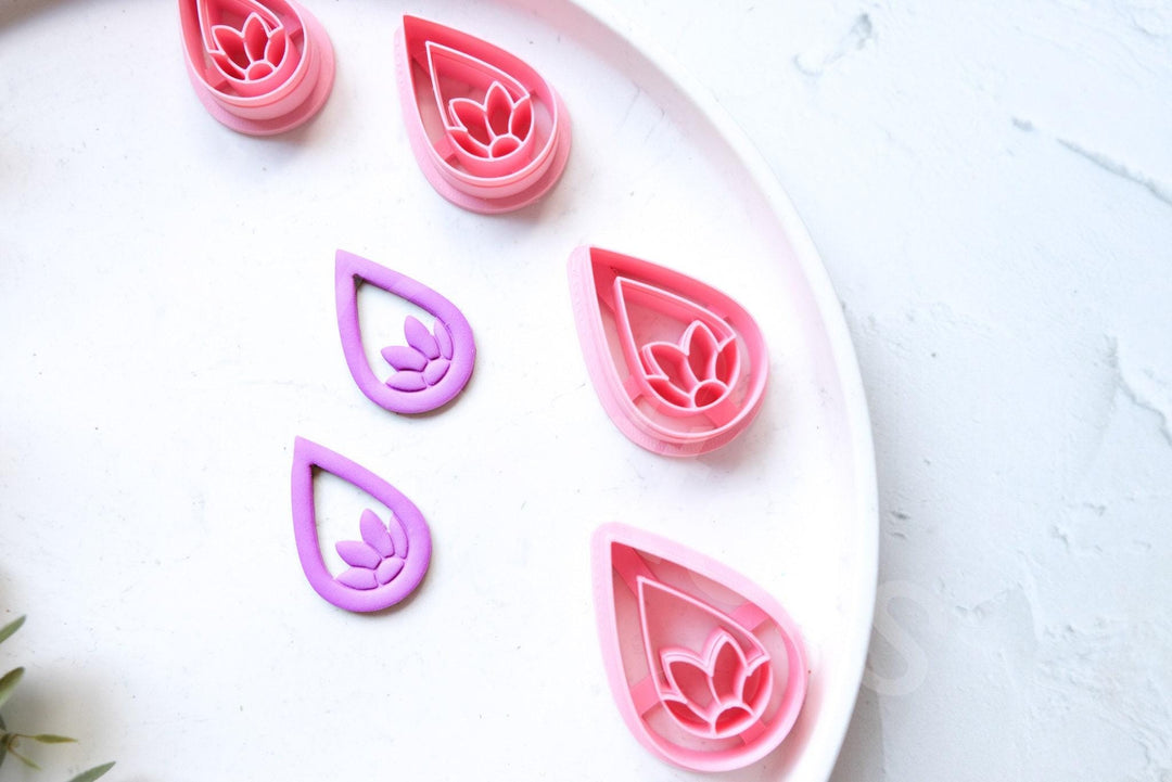 Embossed Teardrop Flower Clay Cutter: Polymer Clay Tool