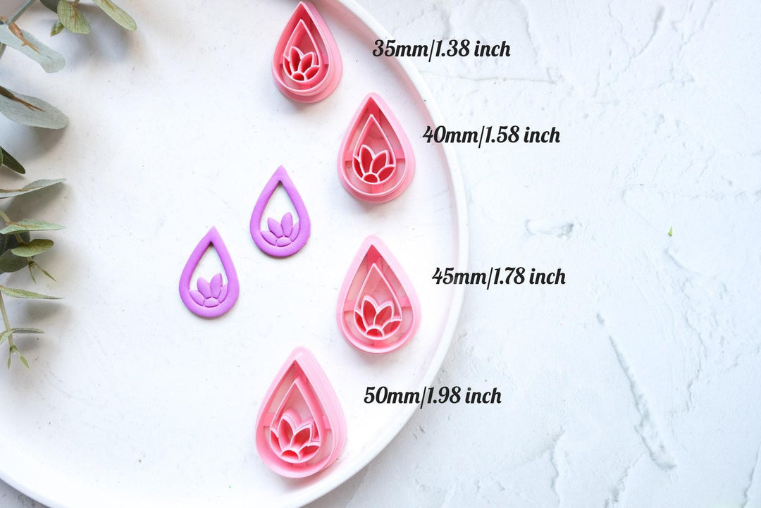 Embossed Teardrop Flower Clay Cutter: Polymer Clay Tool