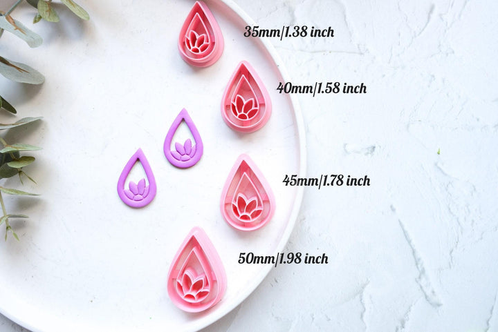 Embossed Teardrop Flower Clay Cutter: Polymer Clay Tool