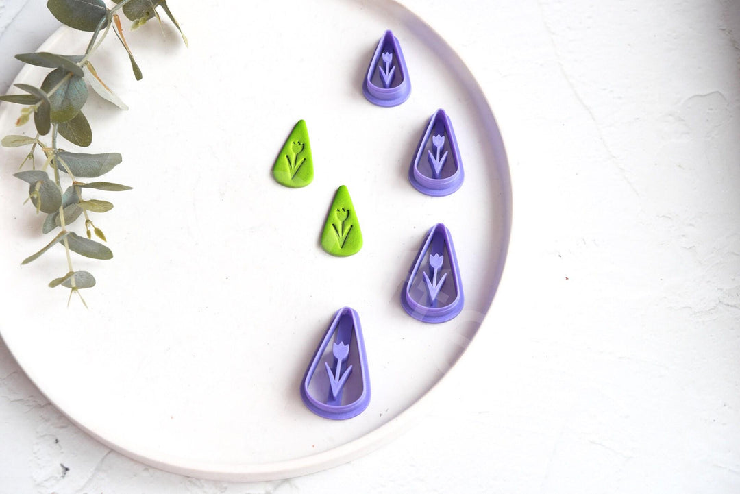 Embossed Tulip Flower Clay Cutter: Spring Polymer Clay Tool