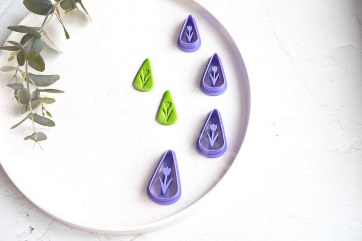 Embossed Tulip Flower Clay Cutter: Spring Polymer Clay Tool
