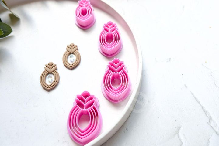 Embossed Flower Polymer Clay Cutter Set: Floral Earrings, Leaf Design