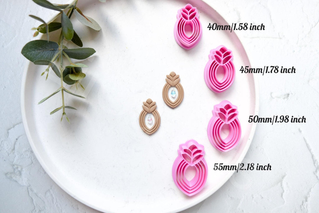 Embossed Flower Polymer Clay Cutter Set: Floral Earrings, Leaf Design