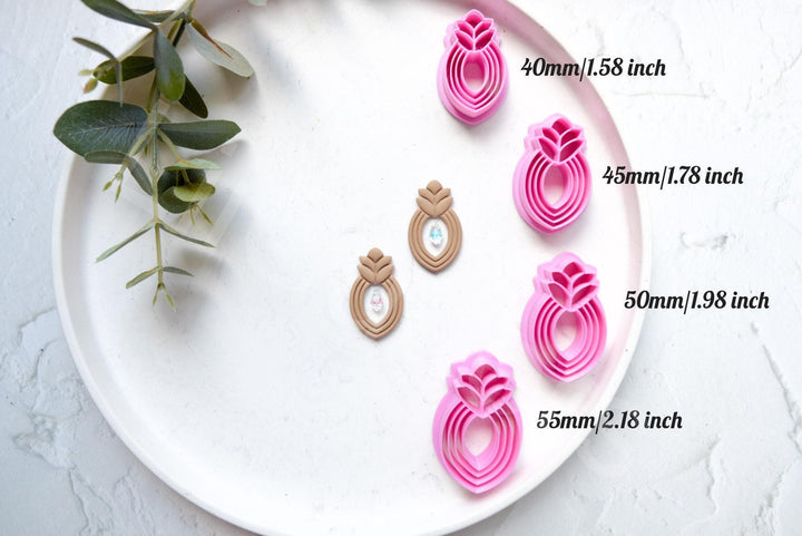 Embossed Flower Polymer Clay Cutter Set: Floral Earrings, Leaf Design