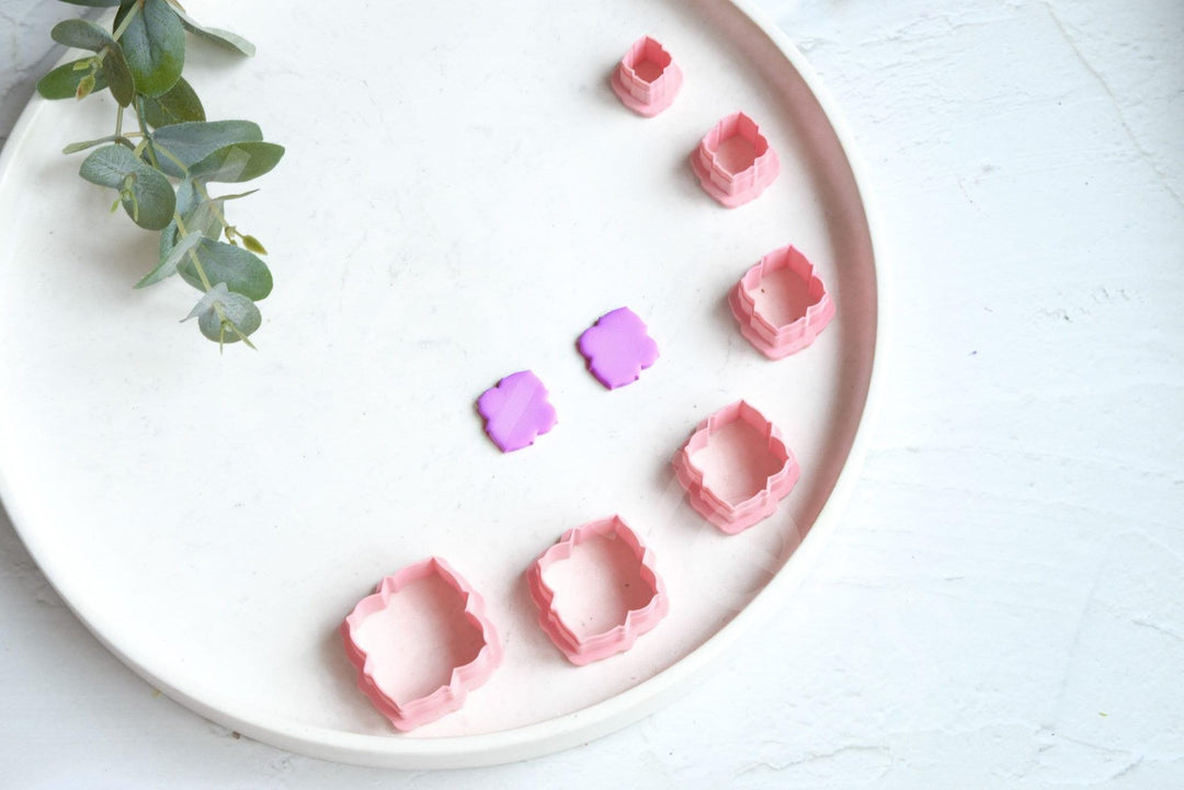 Embossed Flower Polymer Clay Cutter Set: Geometric Earring Cutters