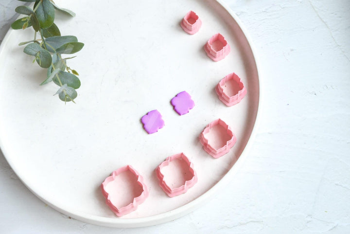 Embossed Flower Polymer Clay Cutter Set: Geometric Earring Cutters