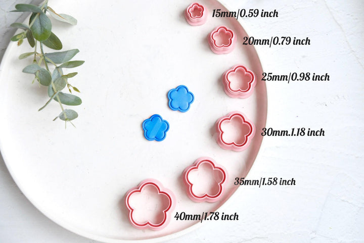 Embossed Flower Polymer Clay Cutter Set: 3D Printed, Geometric Shapes