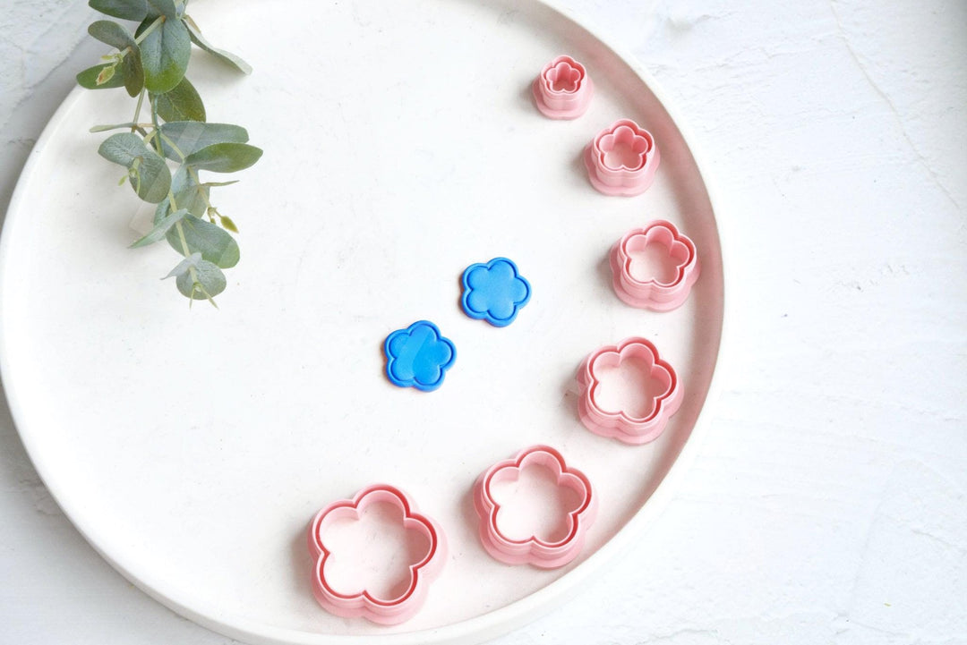 Embossed Flower Polymer Clay Cutter Set: 3D Printed, Geometric Shapes