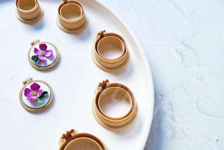 Embroidery Hoop Polymer Clay Cutter Set | Boho Circle Earring Cutters for Clay Jewelry & DIY Making