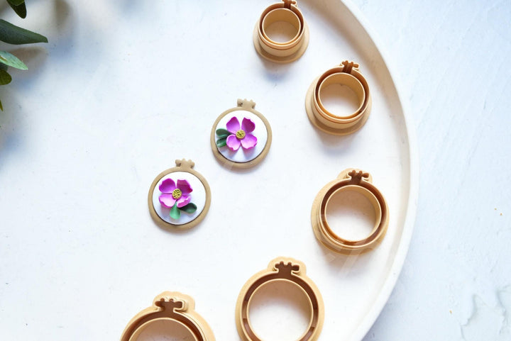 Embroidery Hoop Polymer Clay Cutter Set | Boho Circle Earring Cutters for Clay Jewelry & DIY Making