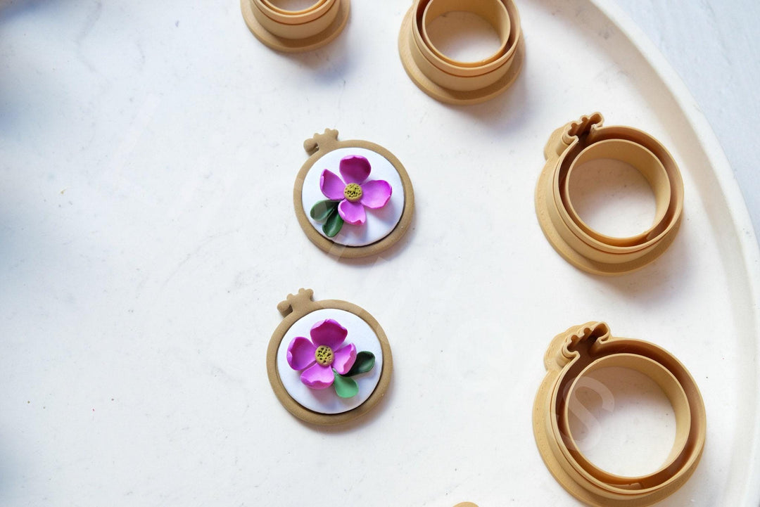 Embroidery Hoop Polymer Clay Cutter Set | Boho Circle Earring Cutters for Clay Jewelry & DIY Making