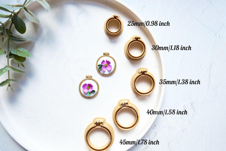 Embroidery Hoop Polymer Clay Cutter Set | Boho Circle Earring Cutters for Clay Jewelry & DIY Making
