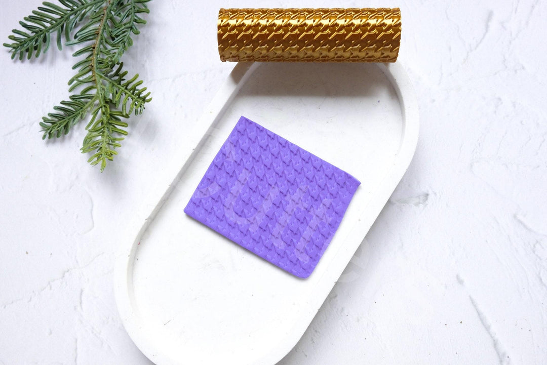 Houndstooth Fabric Pattern Clay Roller: Polymer Clay Texture