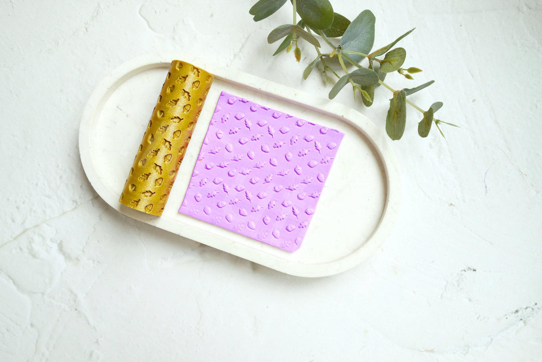 Botanical Polymer Clay Roller: Acorn & Leaf Pattern, Earring Tool