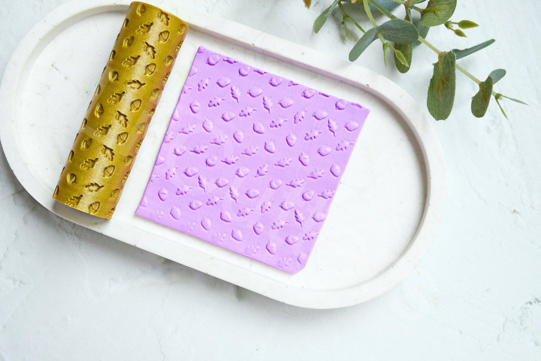 Botanical Polymer Clay Roller: Acorn & Leaf Pattern, Earring Tool
