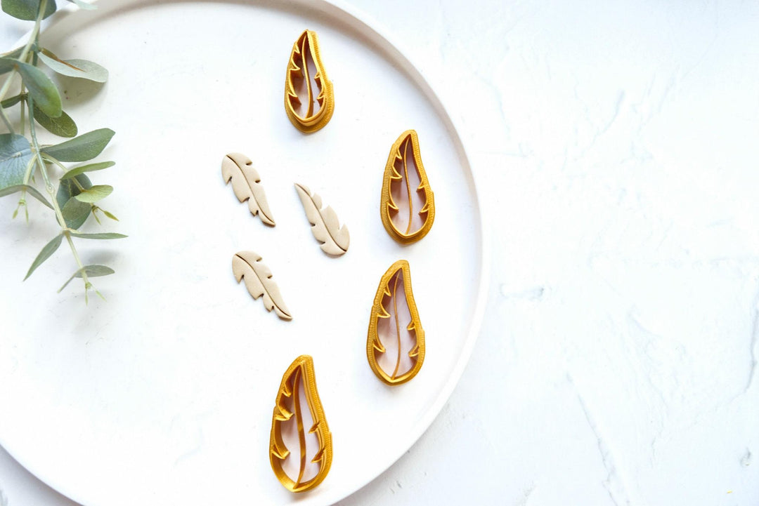 Feather Clay Cutter Set – Boho Polymer Clay Earring Cutter, Feather Shape Jewelry Making Tool, Bohemian Earring Mold for DIY Accessories