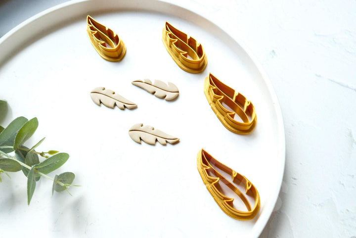 Feather Clay Cutter Set – Boho Polymer Clay Earring Cutter, Feather Shape Jewelry Making Tool, Bohemian Earring Mold for DIY Accessories