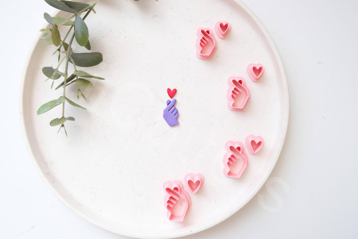 Finger Heart Clay Cutter: Valentine Earring Tool (30-45mm)