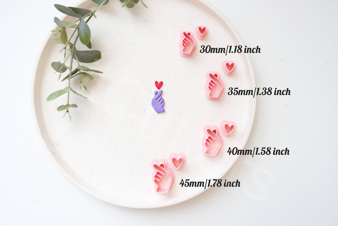 Finger Heart Clay Cutter: Valentine Earring Tool (30-45mm)