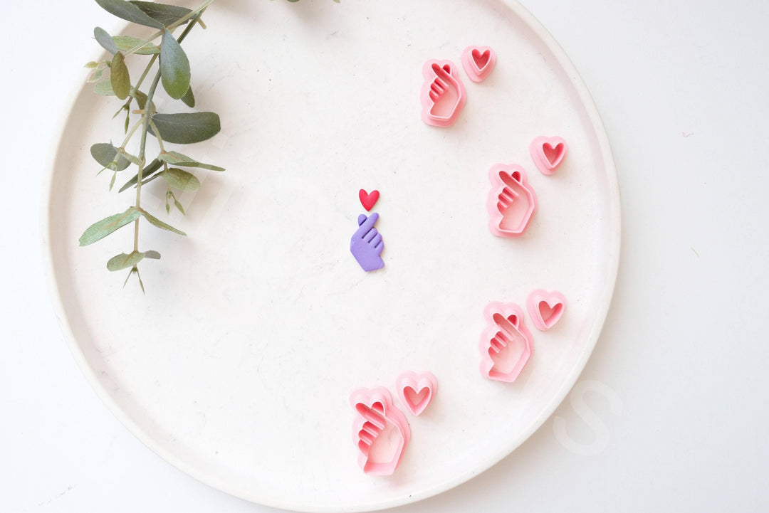Finger Heart Clay Cutter: Valentine Earring Tool (30-45mm)
