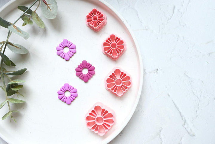 Flower Clay Cutter Set: Botanical Earring, Cookie, Fondant Cutters