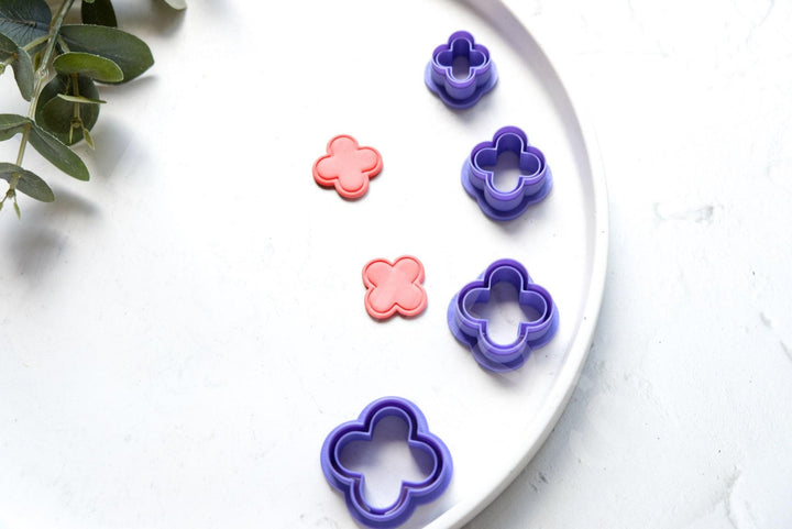 Flower Clay Cutters: Moroccan Geometric Shapes, Polymer Clay Earring Set