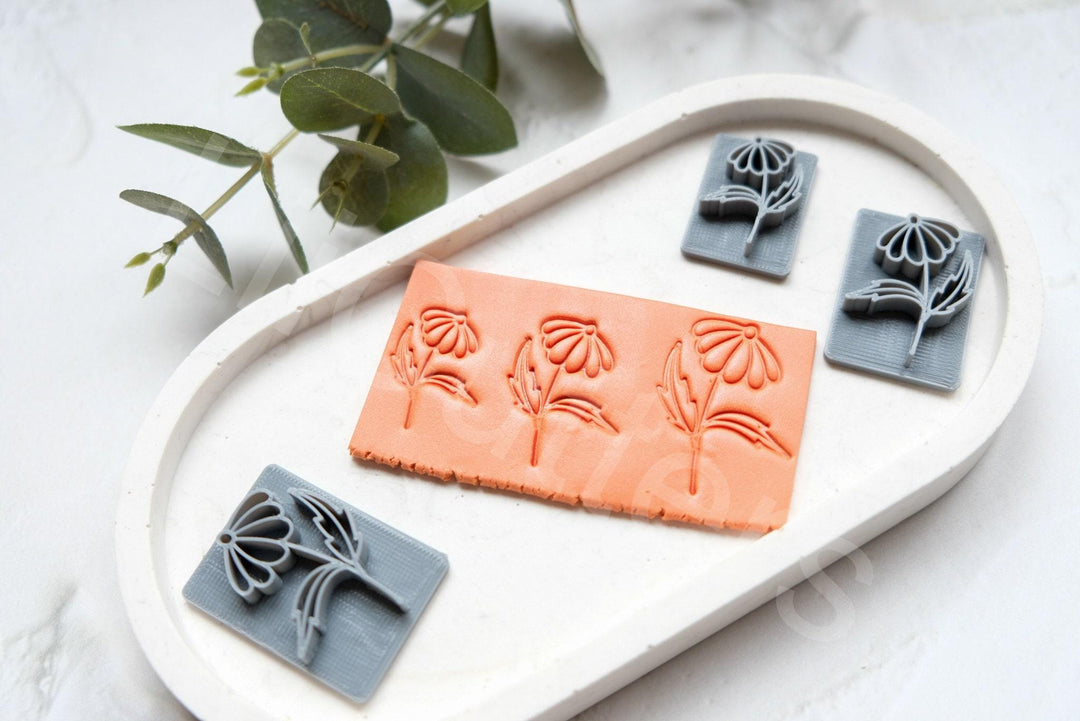 Floral Clay Stamp: Flower & Leaf Texture, Earring Making Tool