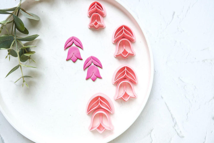 Flower Polymer Clay Cutter Set: Embossed Leaf, Scallop Edge