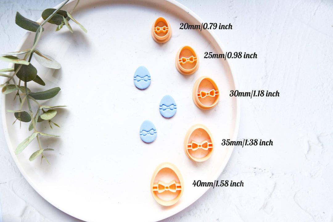 Easter Egg Polymer Clay Cutters: Flower Bow Embossed Design
