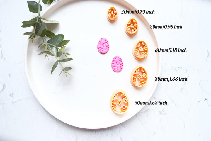 Flower Easter Egg Cutter: Embossed Polymer Clay Earring Mold