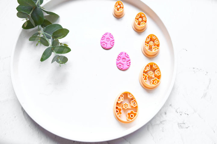 Flower Easter Egg Cutter: Embossed Polymer Clay Earring Mold